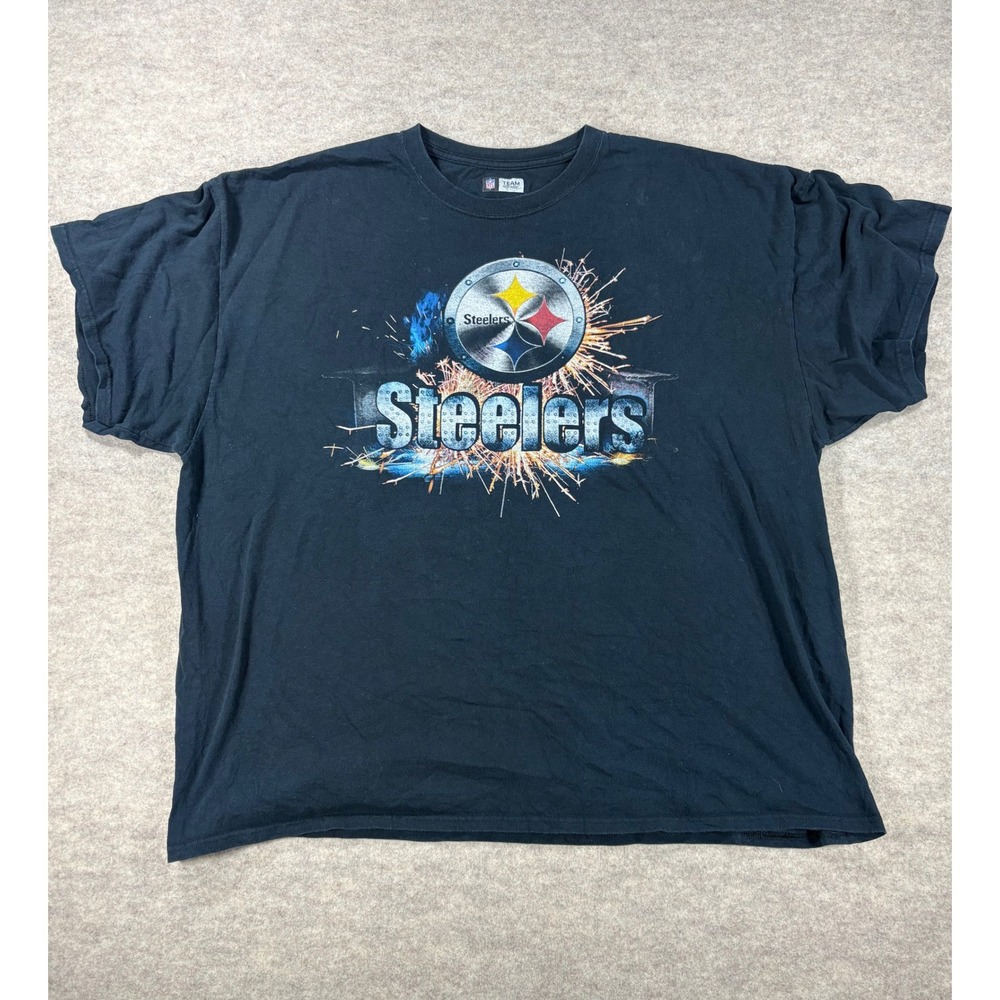 NFL Team Apparel Pittsburgh Steelers Graphic T-Shirt Black Mens 2XL Spark Logo